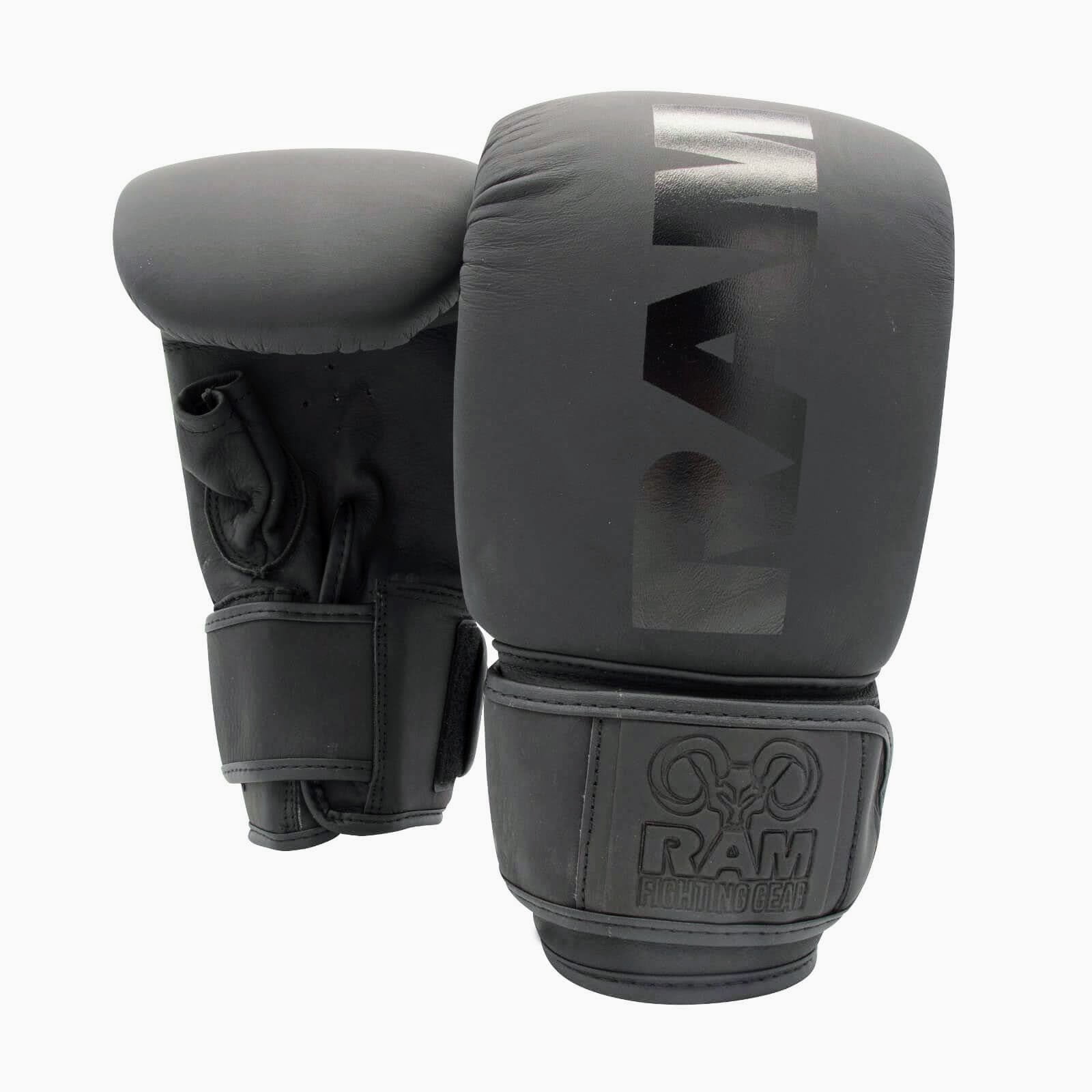 RAM Elite Deluxe guantes de Saco de Boxeo de Cuero Negro Guantes de saco de boxeo de cuero de RAM.